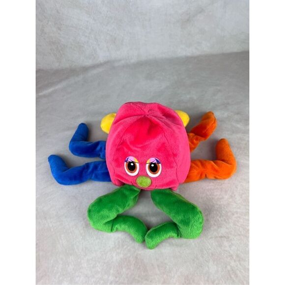 Vintage Fiesta Stuffed Plush Octopus Colorful Beanbag Toy Green Pink Blue - Picture 2 of 10